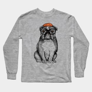 Hipster English Bulldog  Nerd Long Sleeve T-Shirt